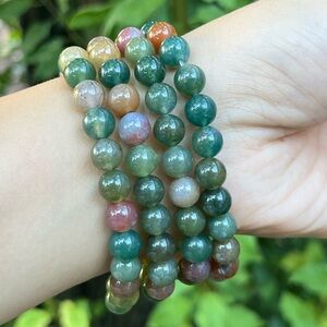 8mm stretchable‎ rainbow moss agate bracelet